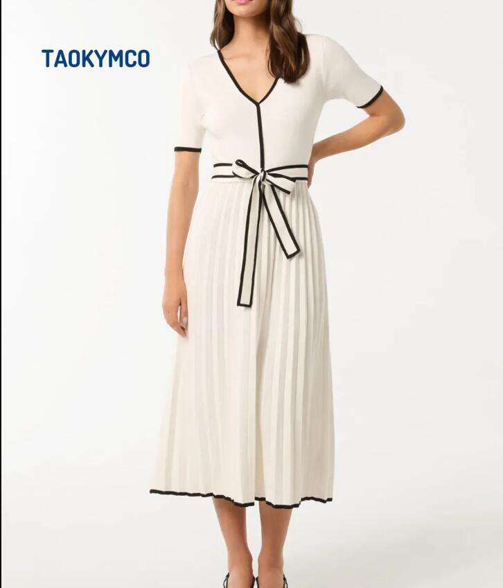 Tipped A Line Midi Dress