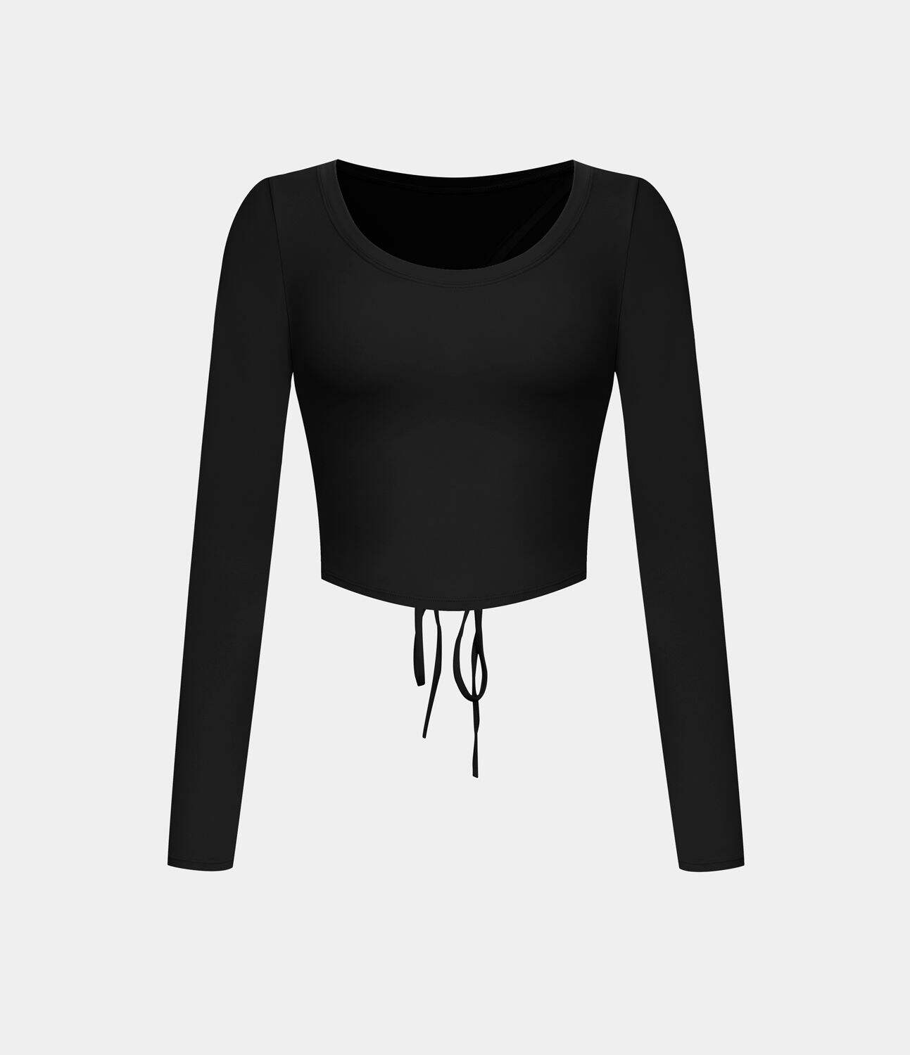 Long Sleeve Backless Cut Out Tie Back Cropped Barre Ballet Dance Sports Top