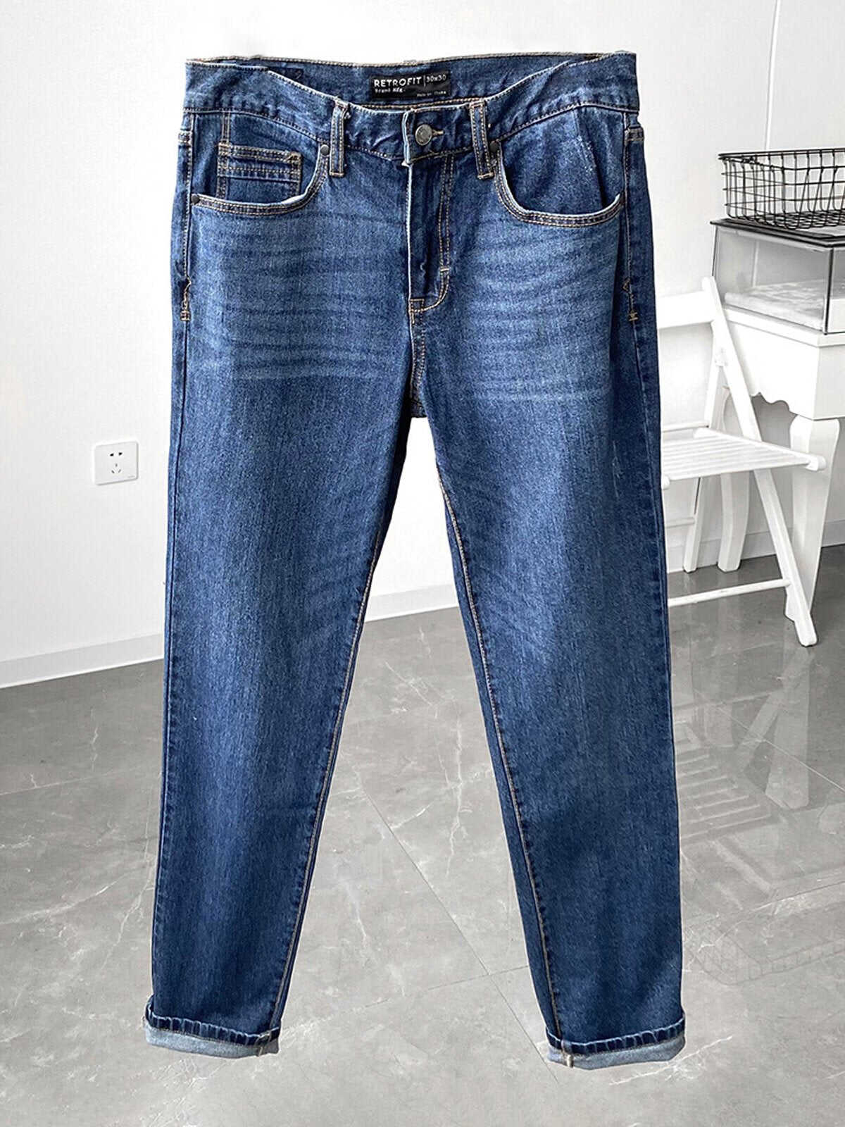 Mid-Rise Slim-Fit Zip Fly Straight Jeans