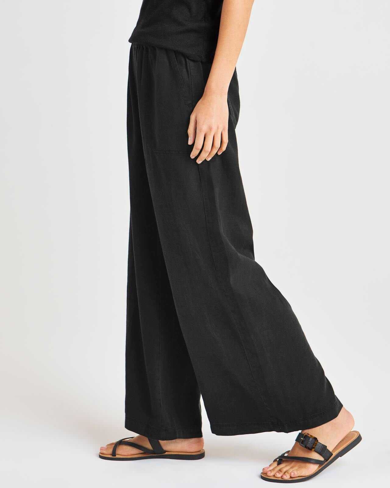 Women's Summer Linen and Lyocell Wide Leg Pants