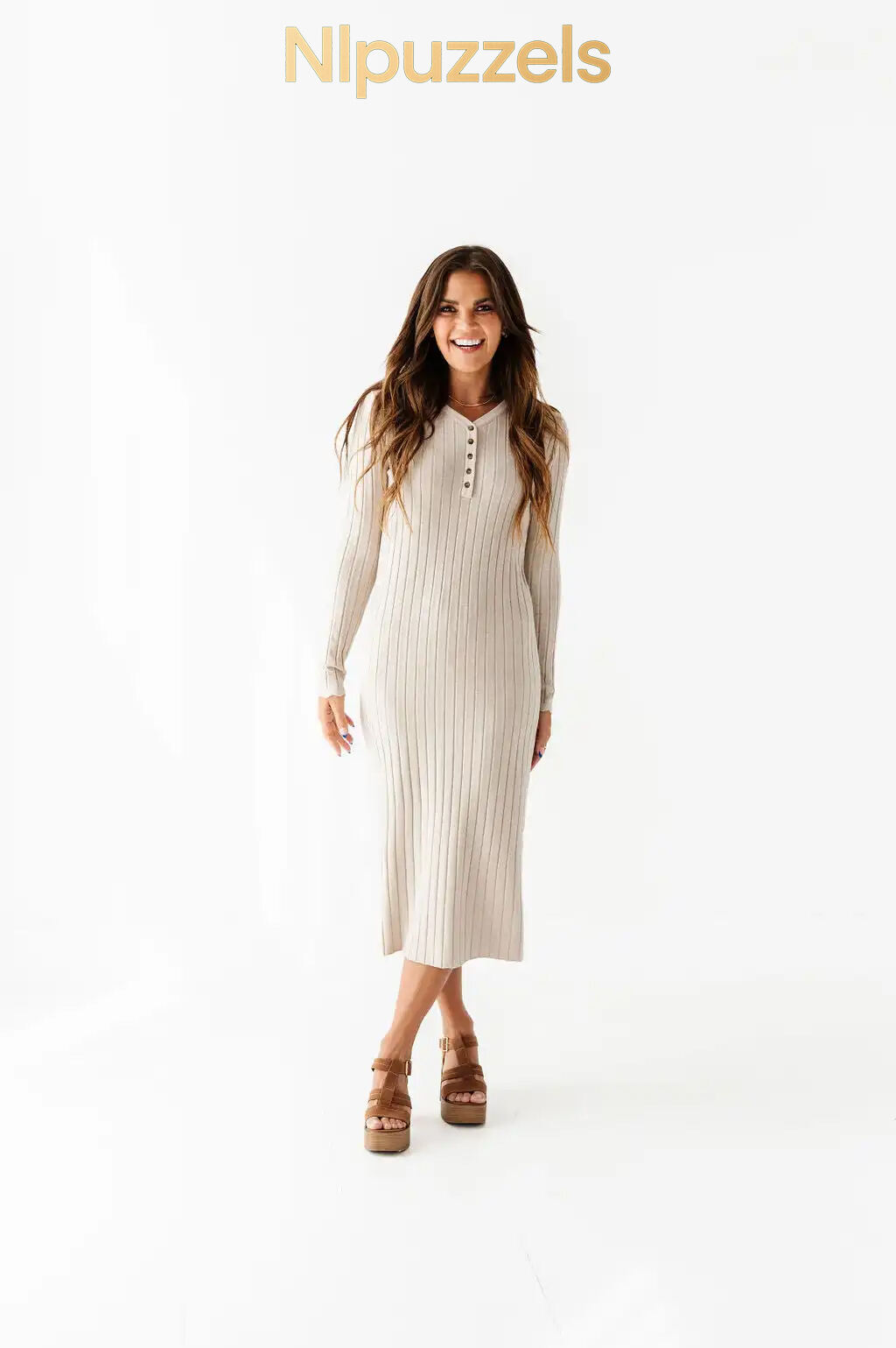 Willow Sweater Dress in Natural - Size 1X Left