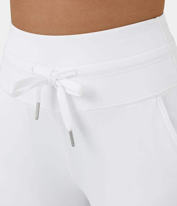 Airy High Waisted Drawstring Side Pocket Plain Cool Touch Full Length Joggers-UPF50+