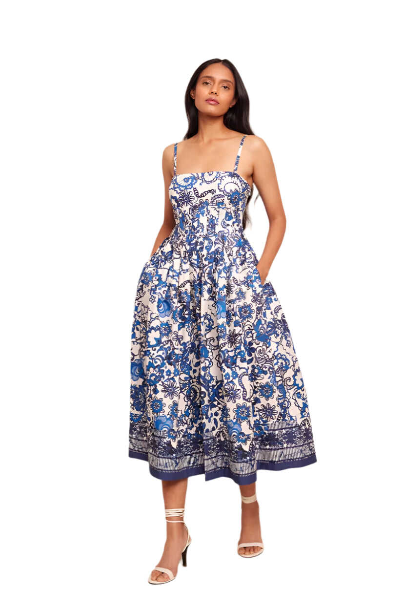 Cara Cara Sea Island Midi Dress in Dentelle Blue