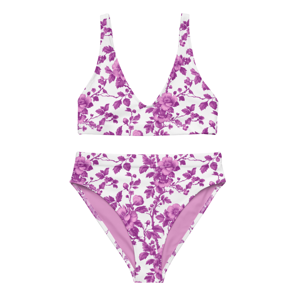 Recycled High-Waisted Bikini, Floral Serenity