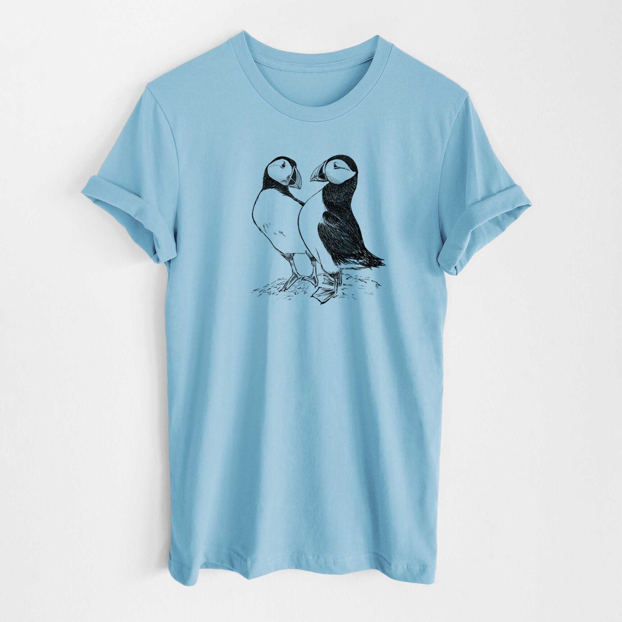 Atlantic Puffins Pair - Fratercula arctica - Lightweight 100% Cotton Unisex Crewneck