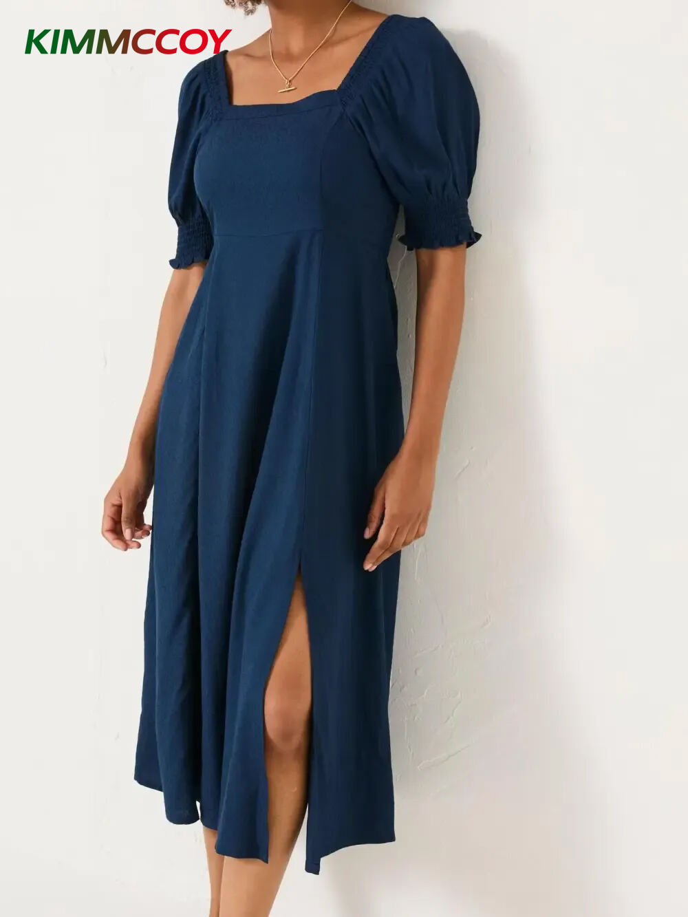 Casual Blue Bloom Midi Dress