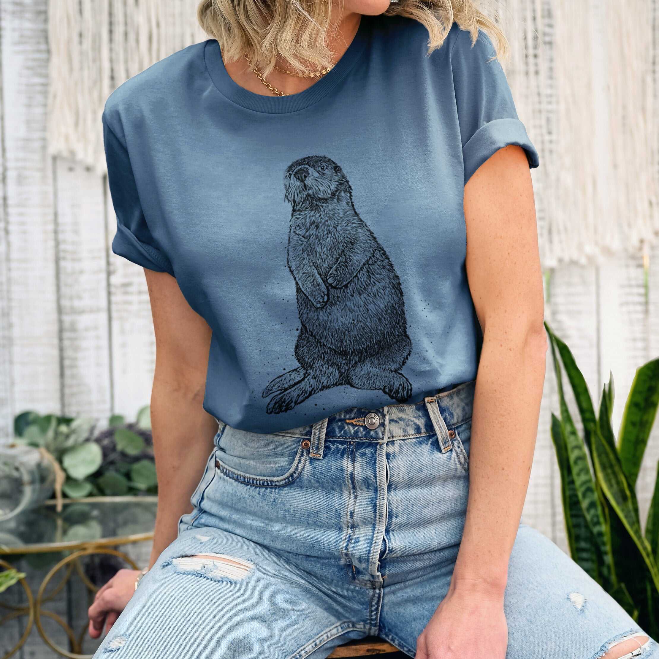 Enhydra lutris - California Sea Otter - Lightweight 100% Cotton Unisex Crewneck