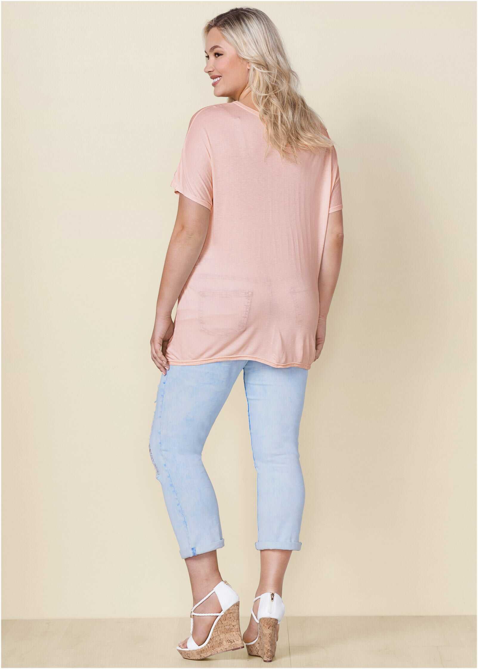 Twisted Knot Detail Tee - Blush
