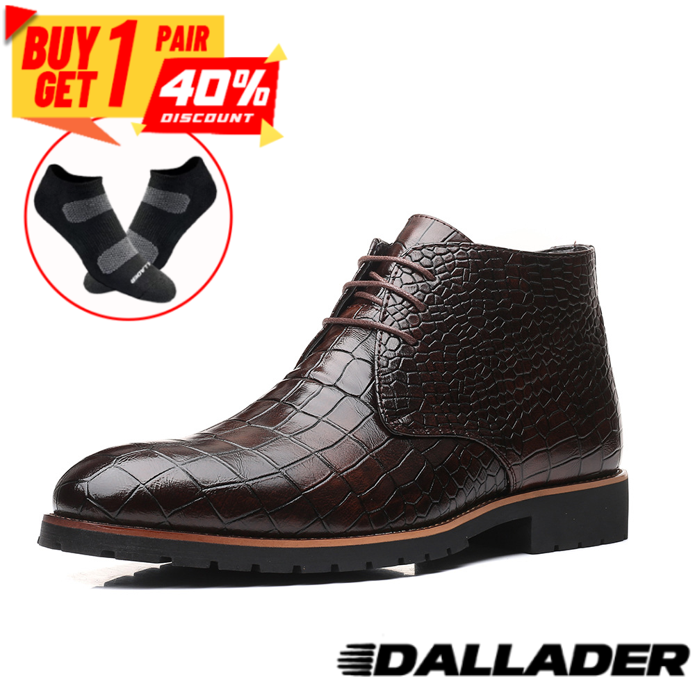 Men's Casual and Comfortable Crocodile-Patterned Formal Boots Casual Boots