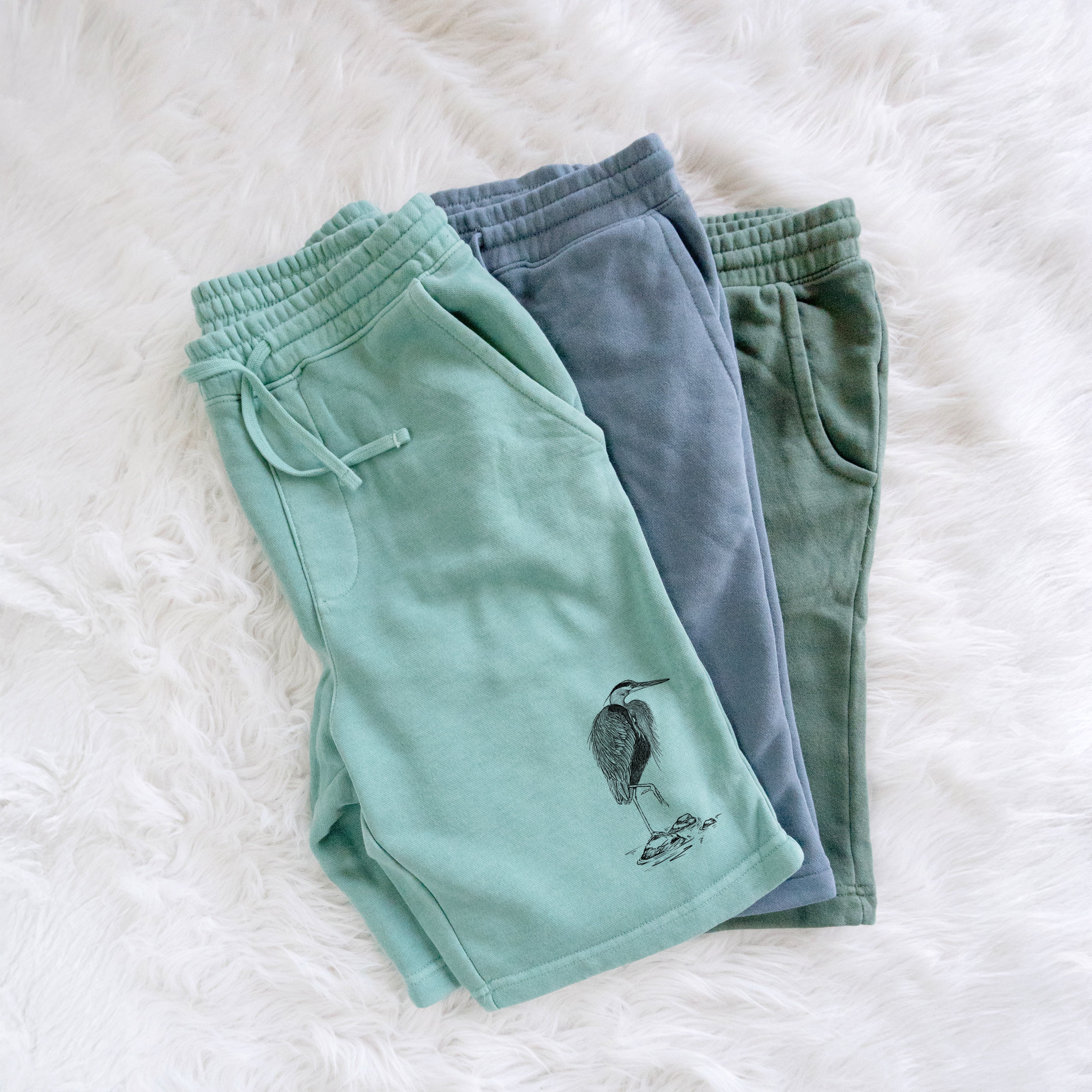 Ardea herodias - Great Blue Heron - Unisex Pigment Dyed Shorts
