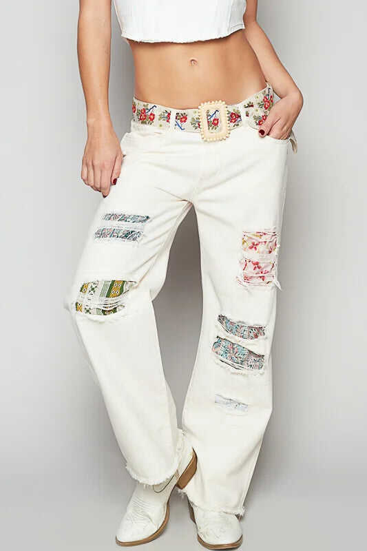 POL Ivory Reinforced Patch Jeans *Final Sale*