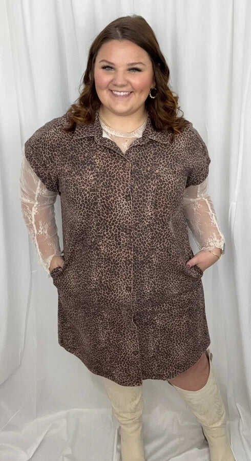 FINAL SALE She+Sky Denim Leopard Dress