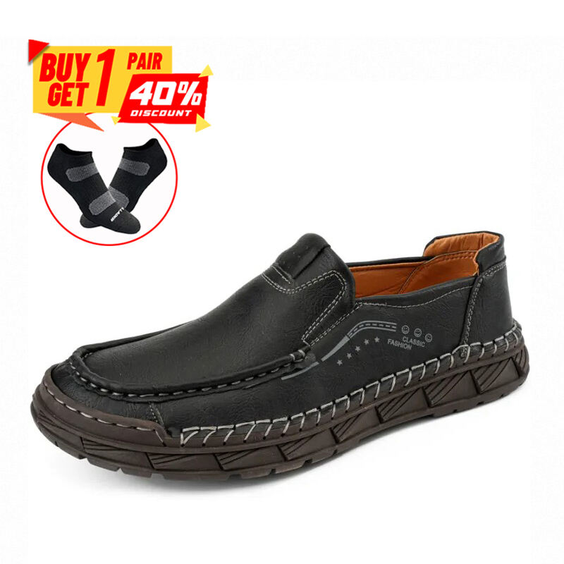 Men Genuine Leather Casual Shoes Comfortable Lightweight Non-Slip Orthopedic Shoes