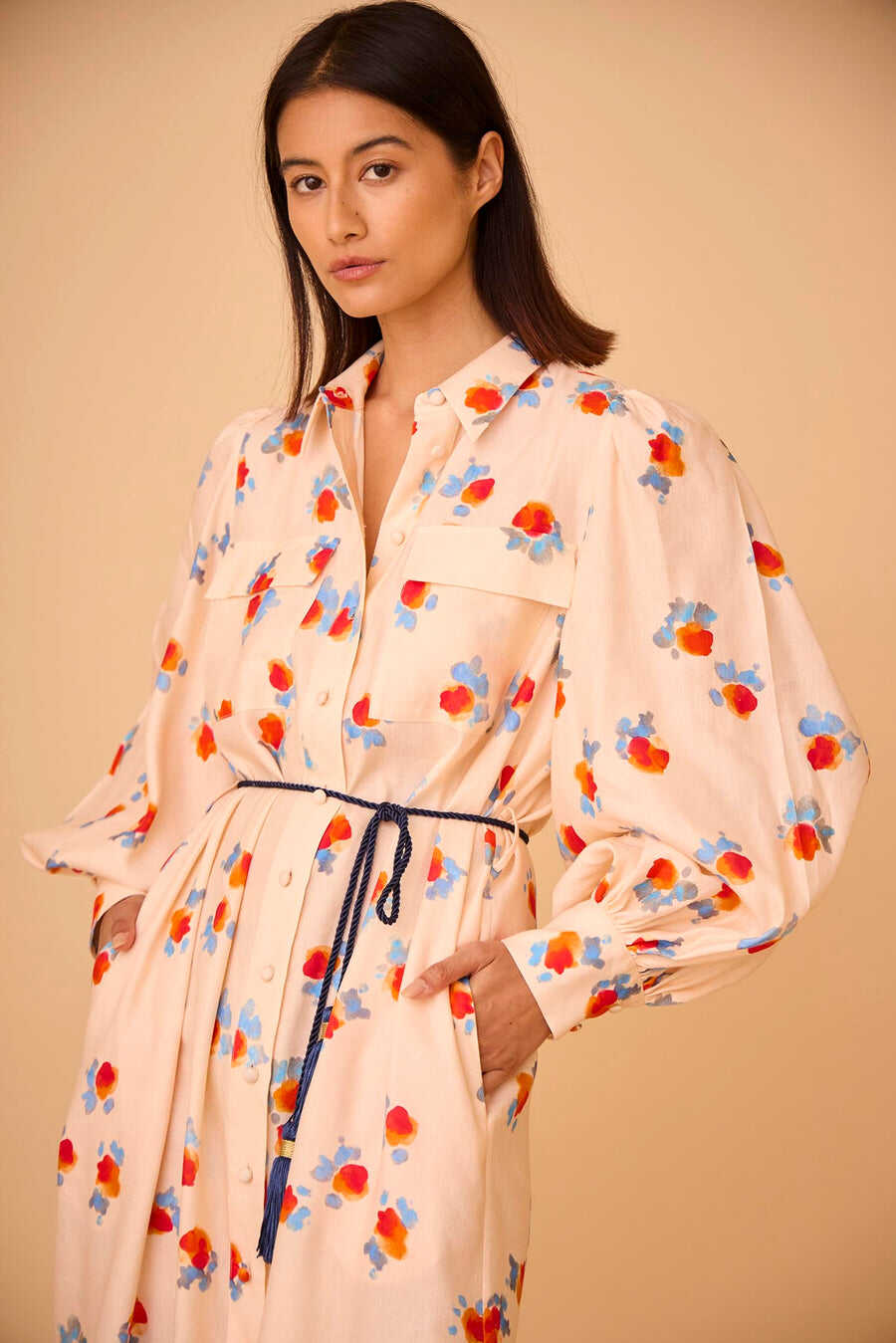 Hunter Bell Wilder Dress in Watercolor Floral Border