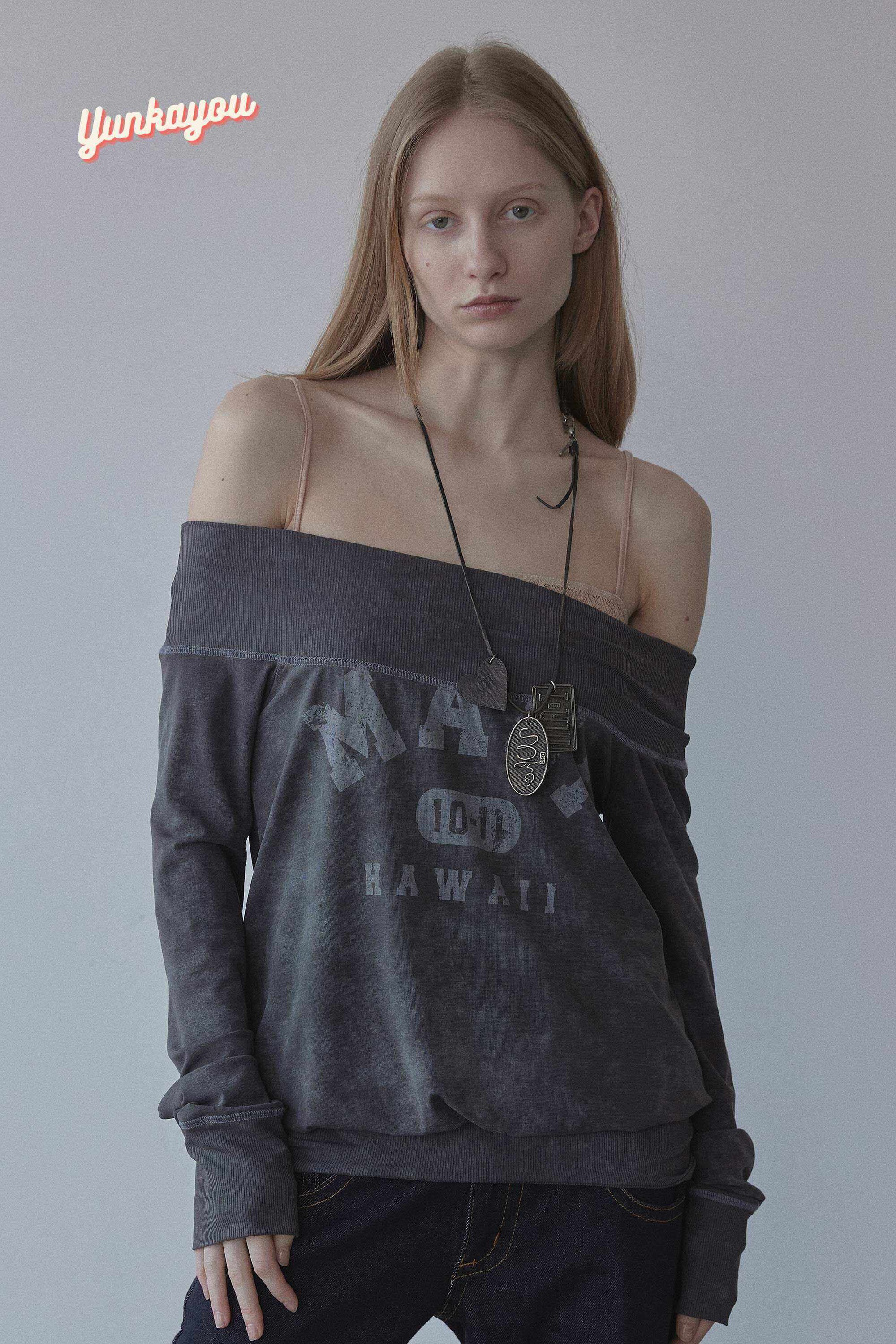 SCULPTOR Maui Off-Shoulder Dress Washed Charcoal