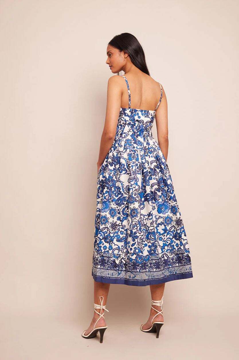 Cara Cara Sea Island Midi Dress in Dentelle Blue