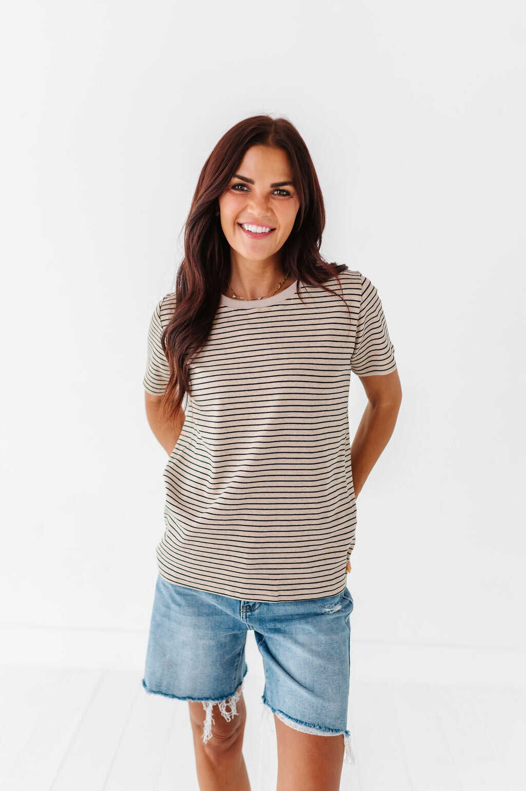 Felicity Striped Top in Oatmeal