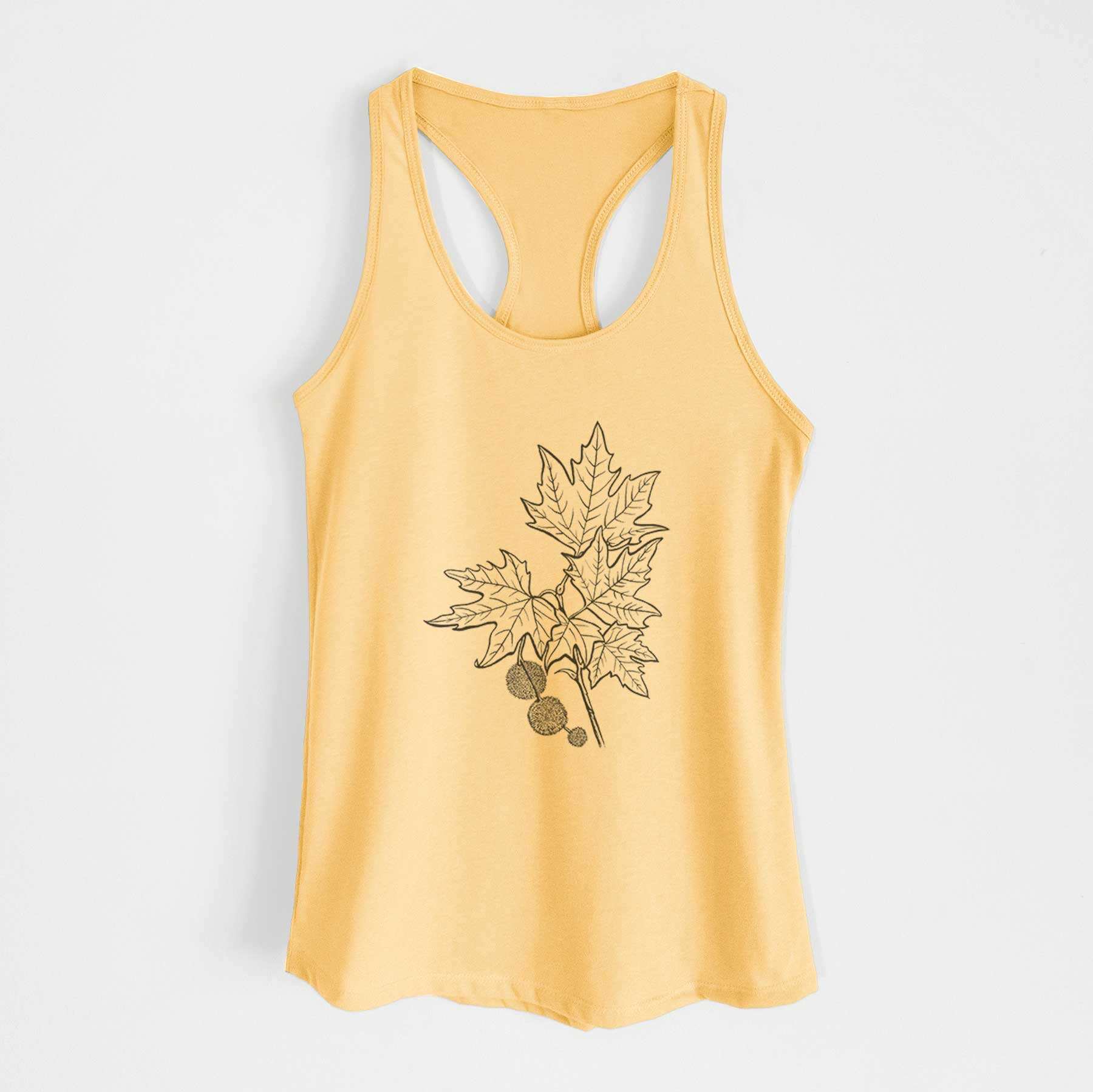 Platanus Orientalis - Oriental Plane Tree Stem with Leaves - Women's Racerback Tanktop