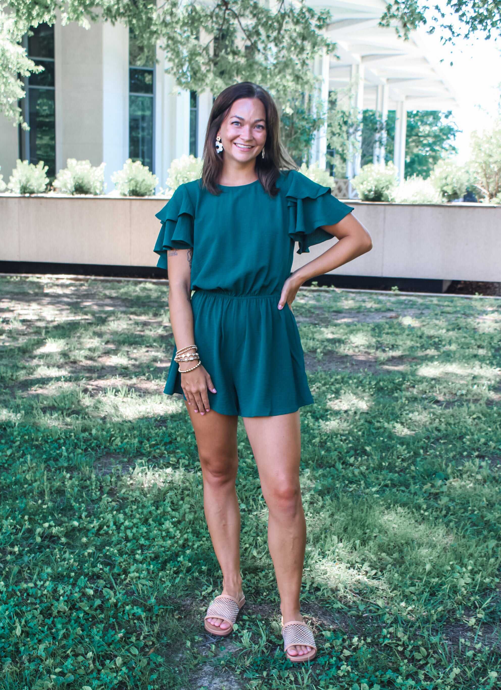 Look Your Best Romper • Emerald