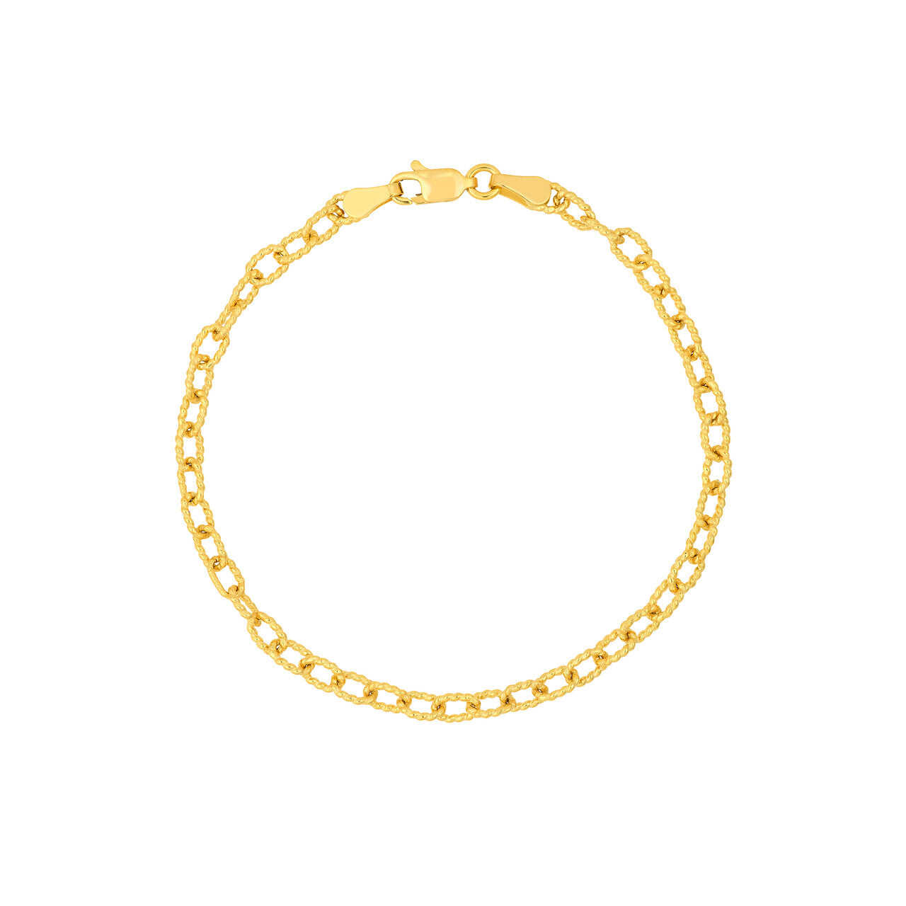 14K Yellow Gold Twisted Forzentina Chain Bracelet