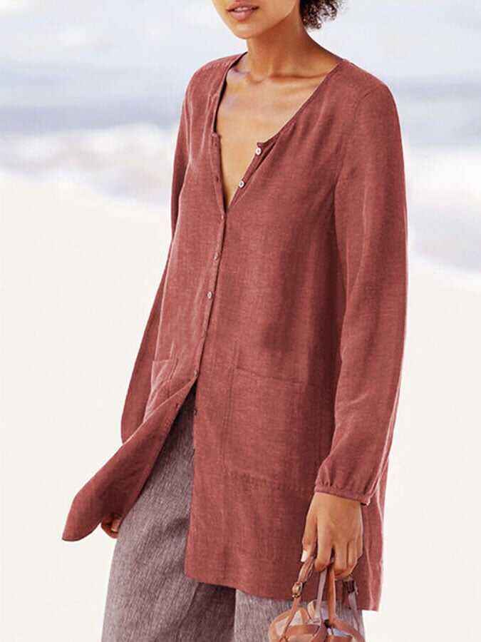 Casual Pocket Solid Cardigan