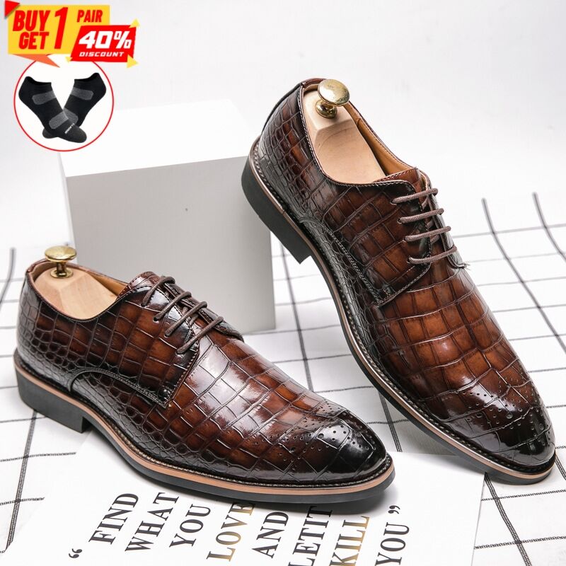 Men's Stylish And Comfortable  Crocodile Pattern Brogues Shoes