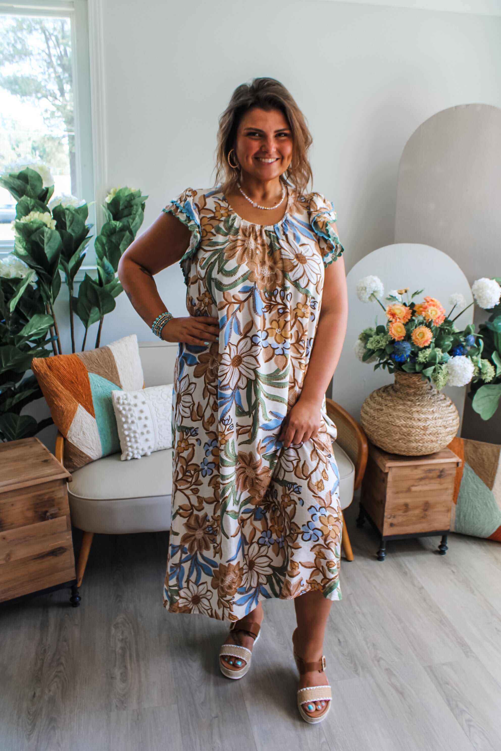Excellent Inspiration Floral Midi • Tan Multi