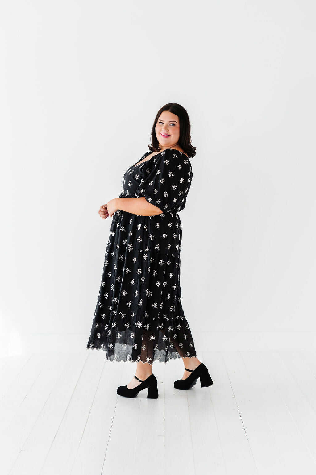 Pearl Midi Dress in Black - Size Small, Medium, & 3X Left