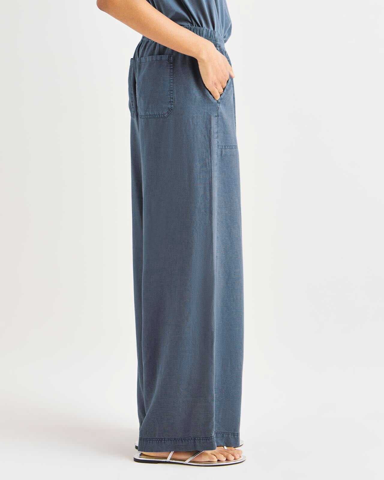 Women's Summer Linen and Lyocell Wide Leg Pants