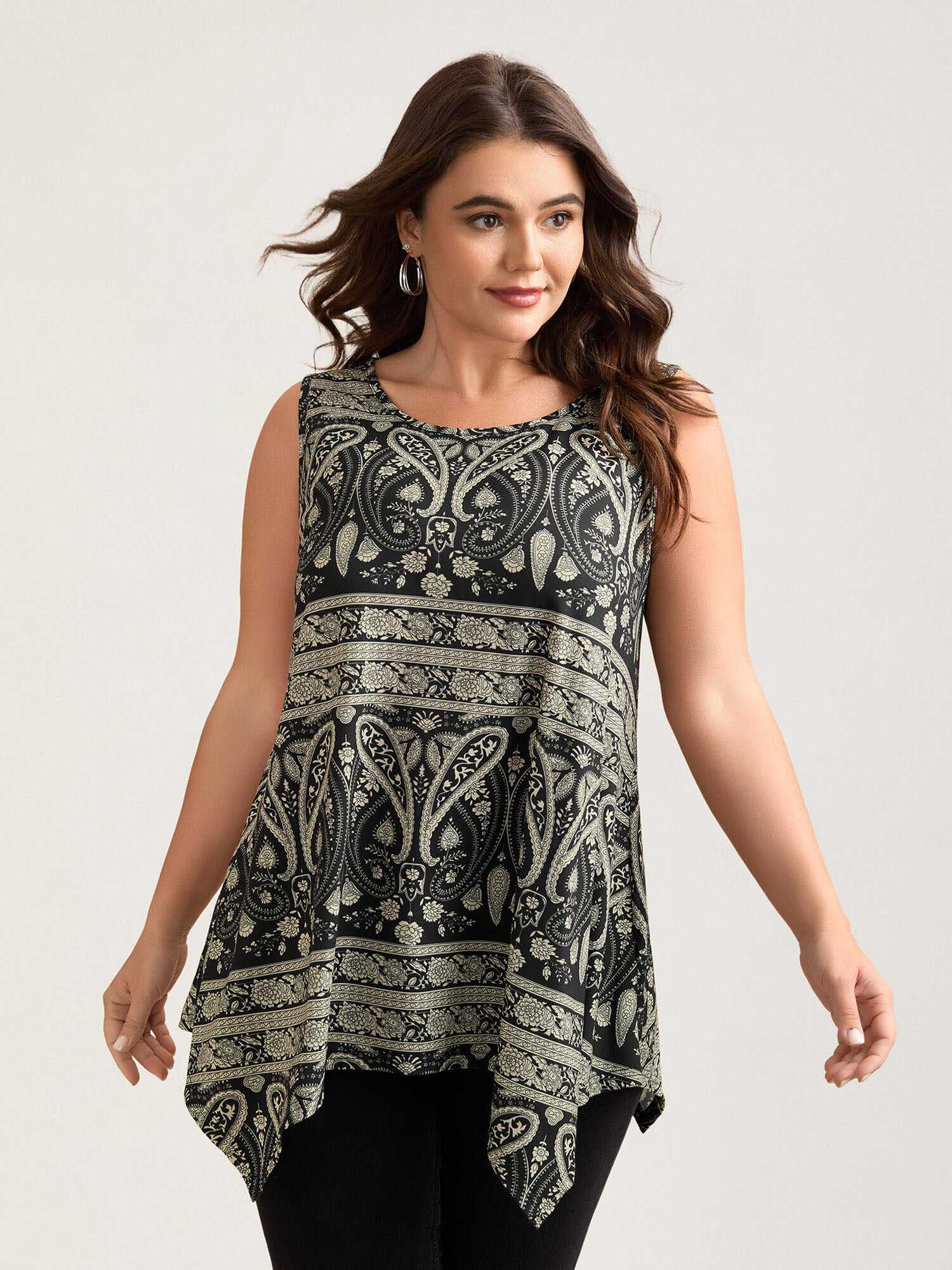 Boho Print Flared Tank Top