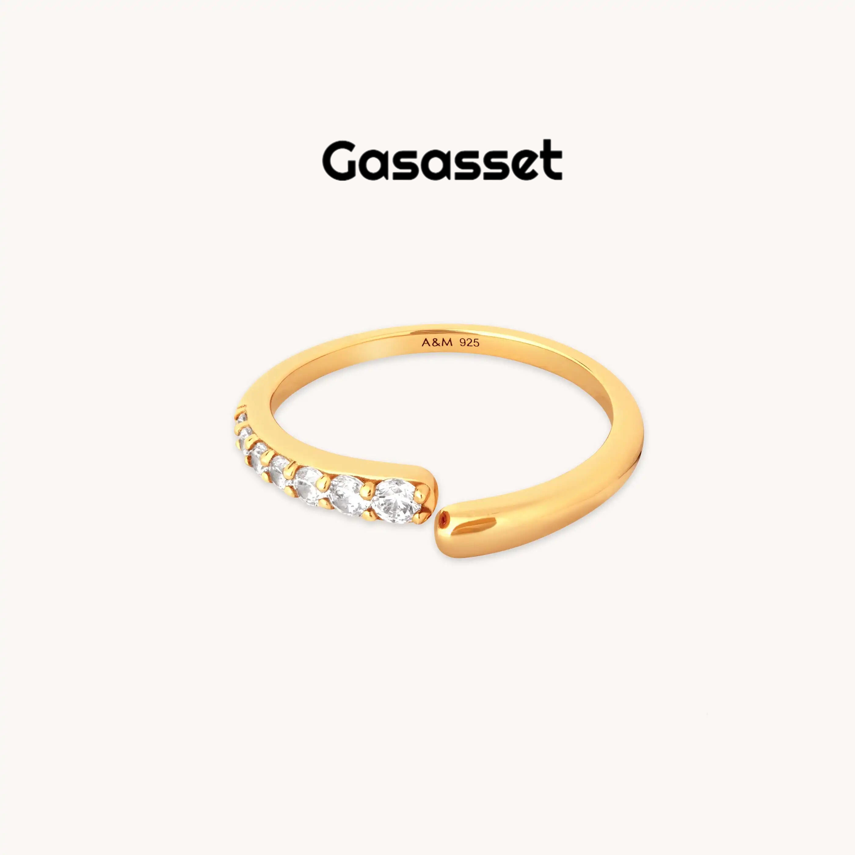 Orbit Crystal Open Ring in Gold