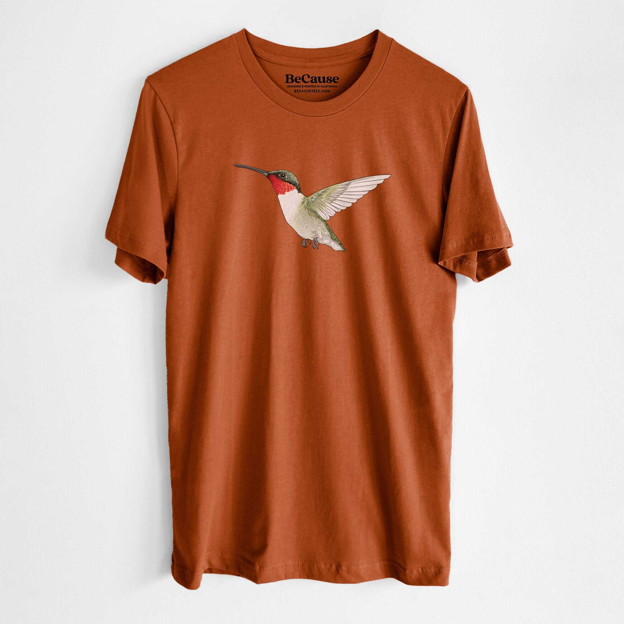 Vibrant Ruby-throated Hummingbird - Archilochus colubris - Lightweight 100% Cotton Unisex Crewneck