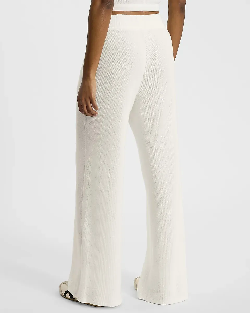 High Waisted Waffle Pull On Wide Leg Pant