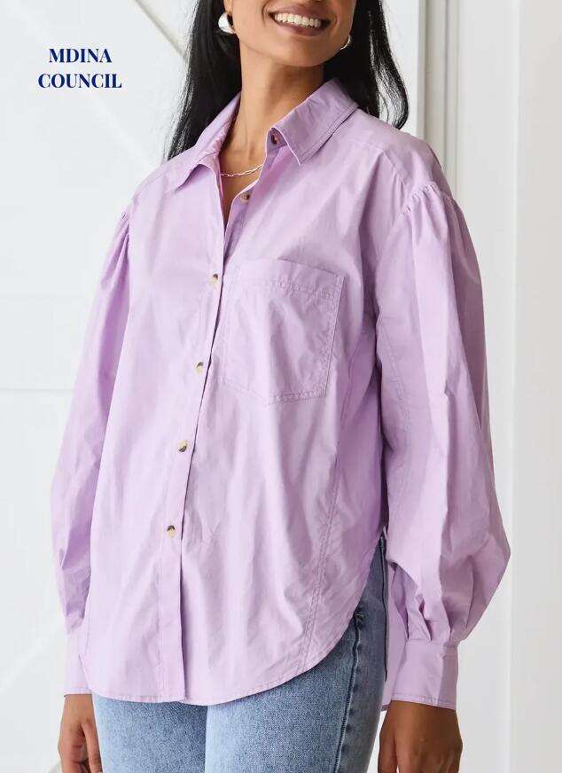 Breezy Lilac Poplin Drop Shoulder LS Shirt
