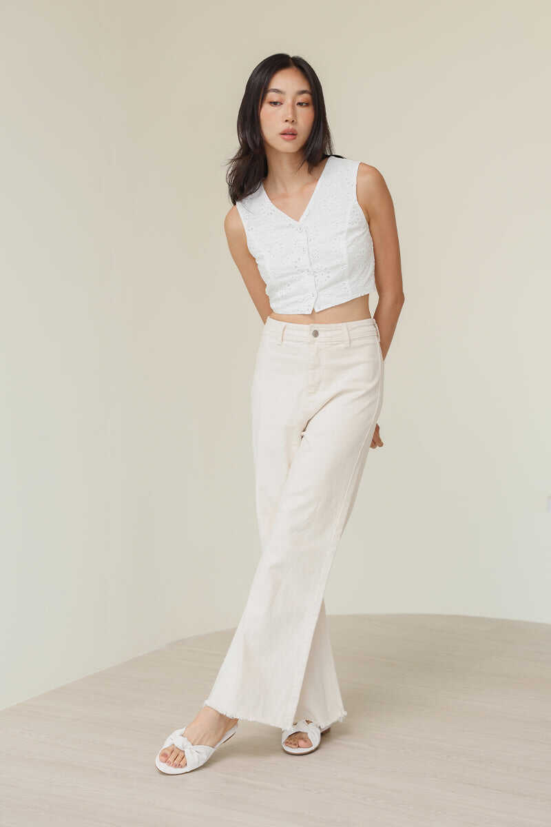 Marisse Knotted Sliders in Waterproof Satin Cream