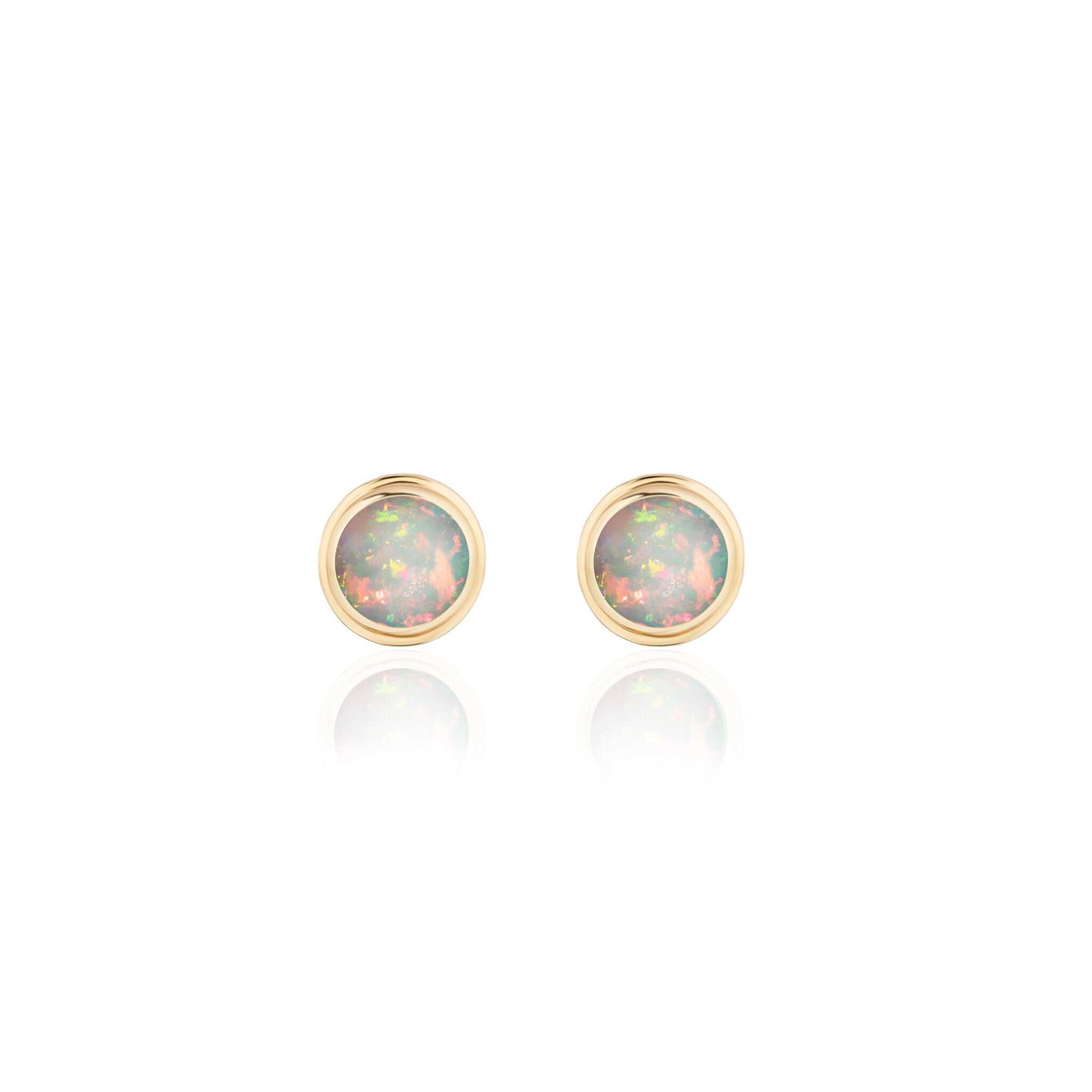 Goshwara Round Cabochon Opal 18K Yellow Gold Stud Earrings