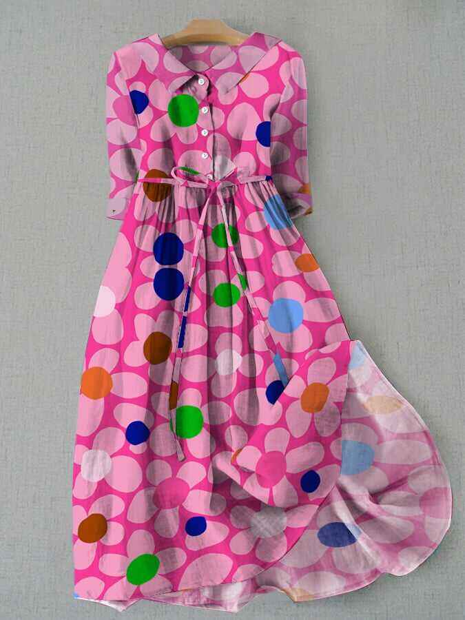 Fashion Print Casual Loose Ties Dress