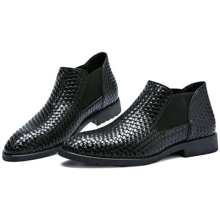 Men's Wide-Toe Comfortable Lightweight Breathable Crocodile Pattern Leather Shoes