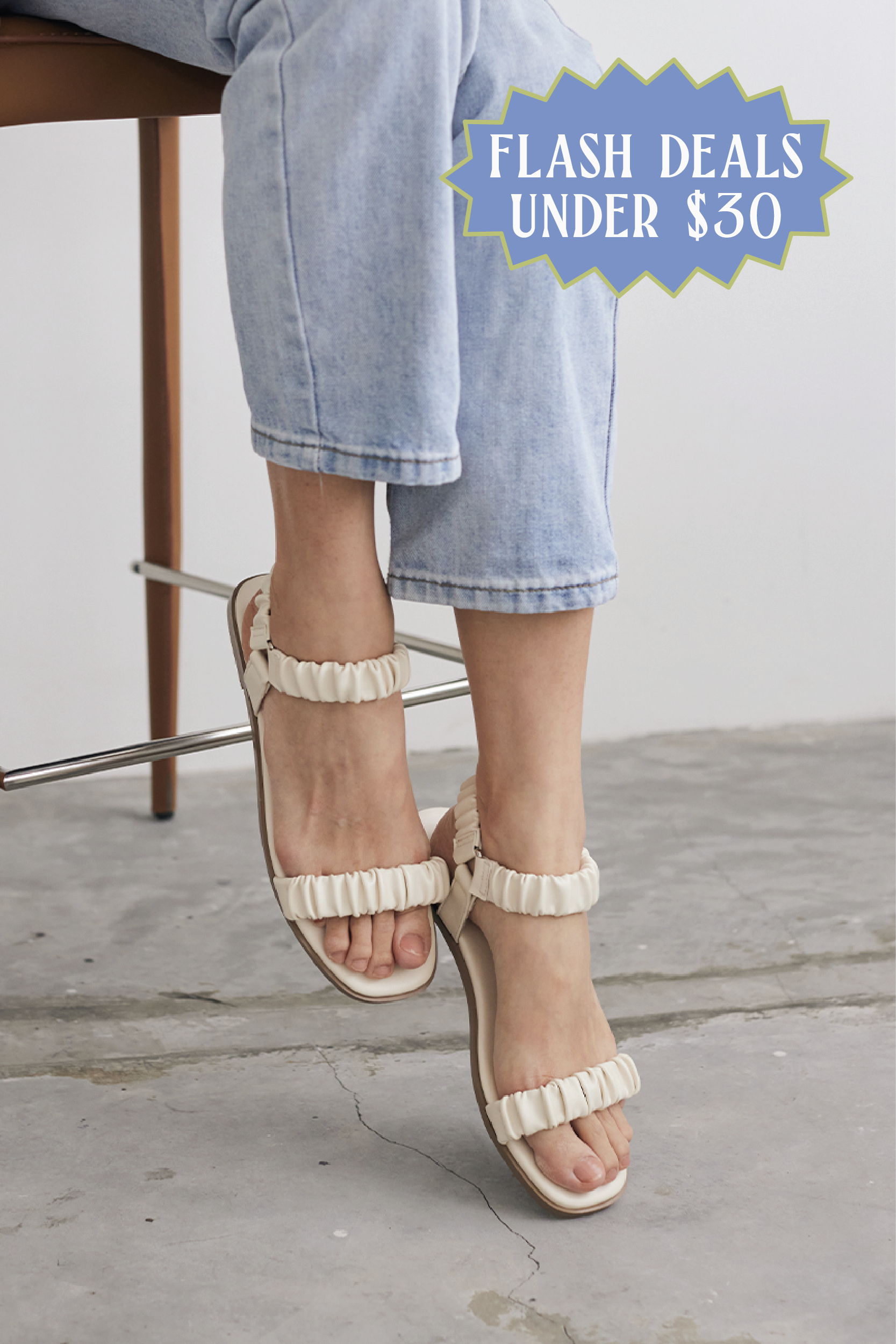 Juno Ruching Sports Sandals in Ivory