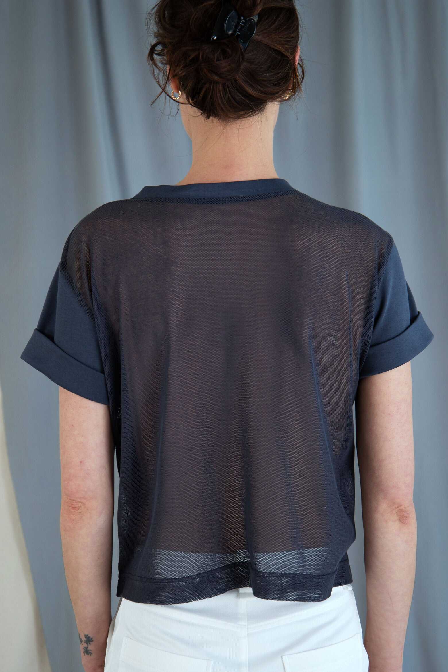 T-shirt with mesh back - Slate blue