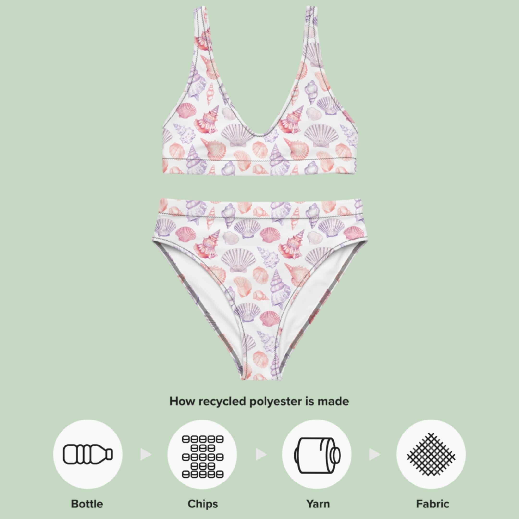 Recycled High-Waisted Bikini, Seashell Whisper