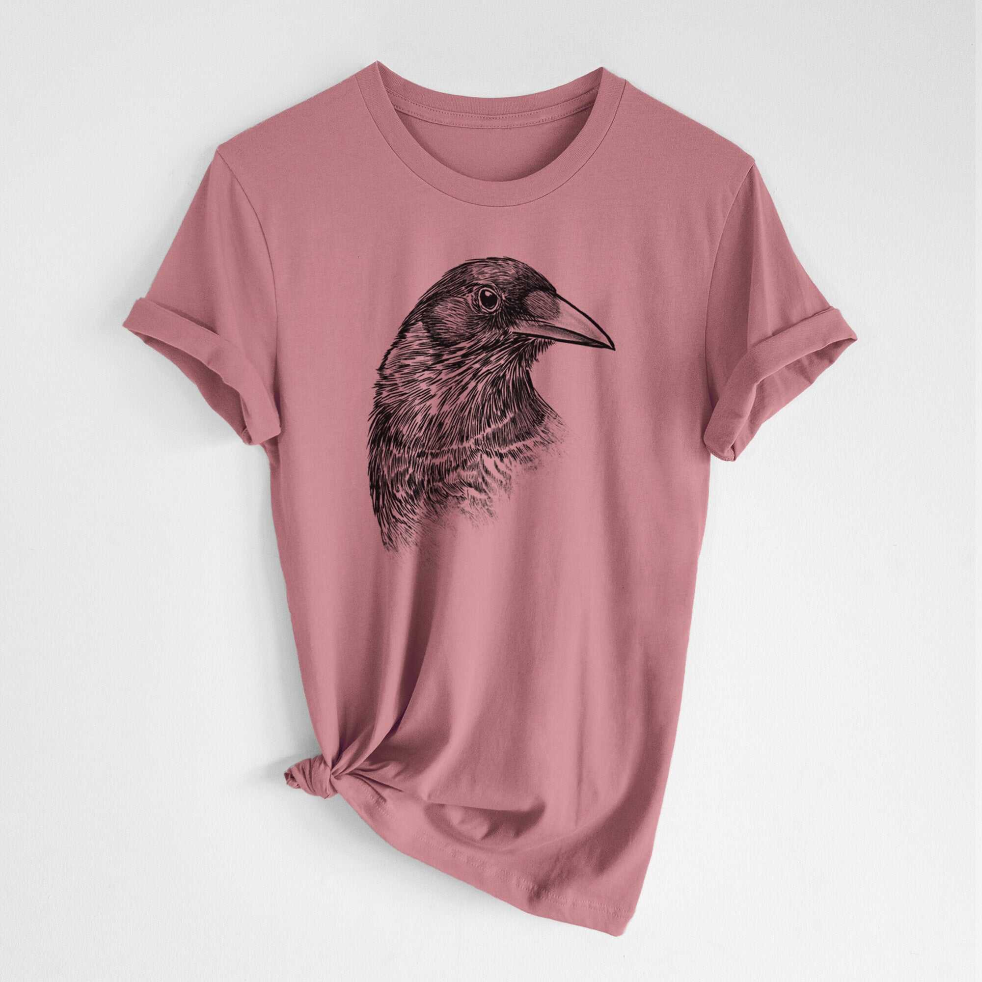 American Crow Bust - Corvus brachyrhynchos - Lightweight 100% Cotton Unisex Crewneck
