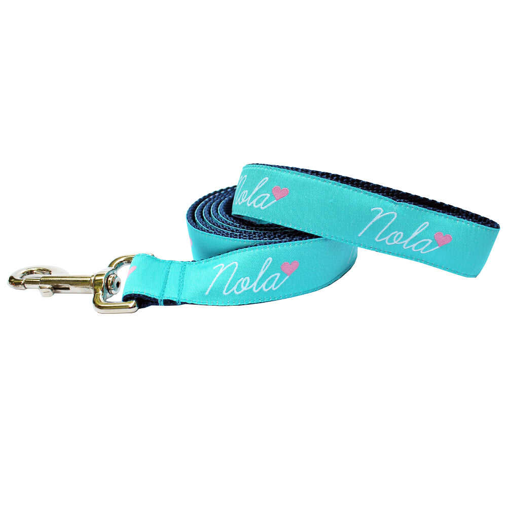 Caribbean Blue NOLA Heart Dog Leash