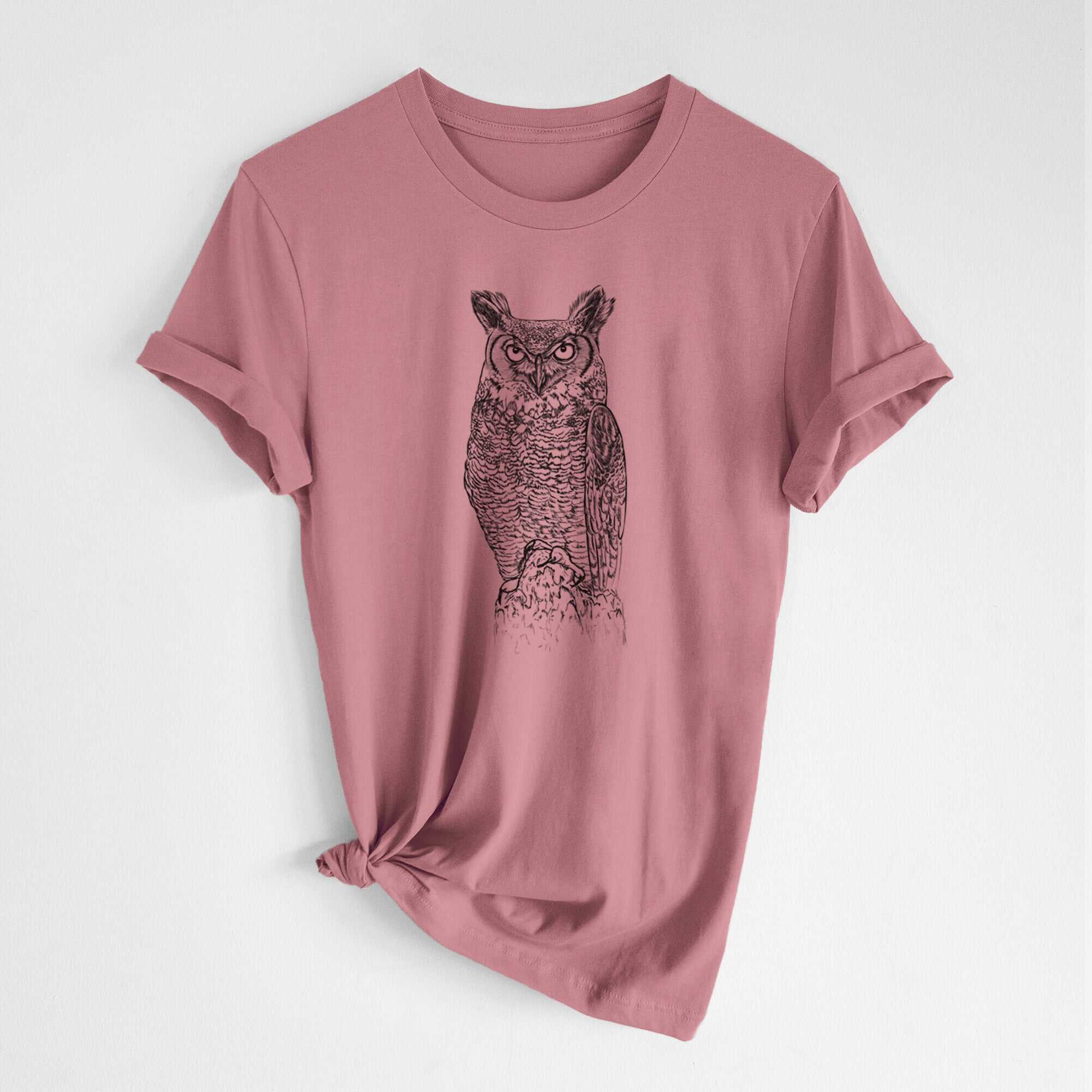 Bubo virginianus - Great Horned Owl - Lightweight 100% Cotton Unisex Crewneck