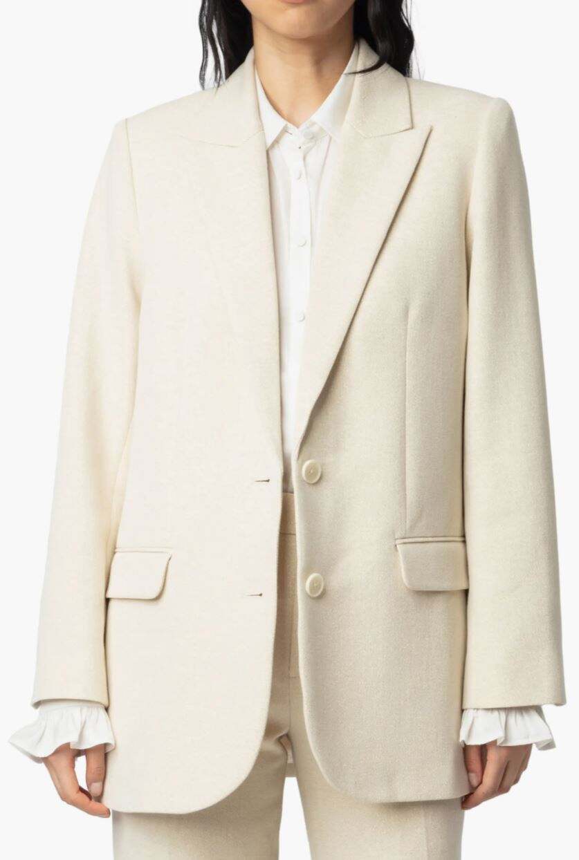 Zadig & Voltaire Viva Cotton Shimmer Blazer in Vanille