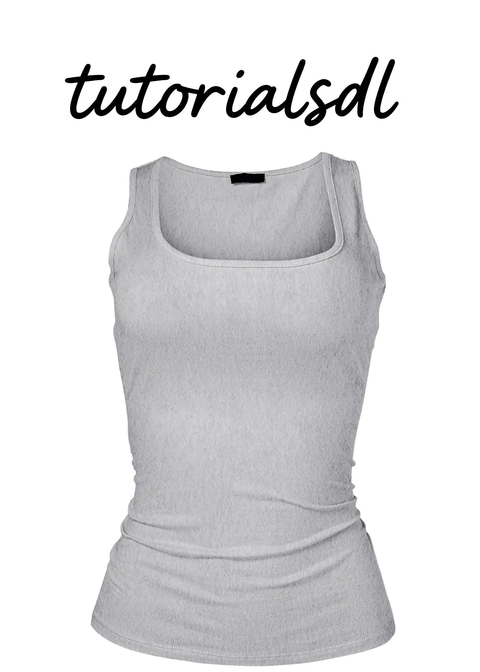 Square Neck Tank Top - Light Heather Grey