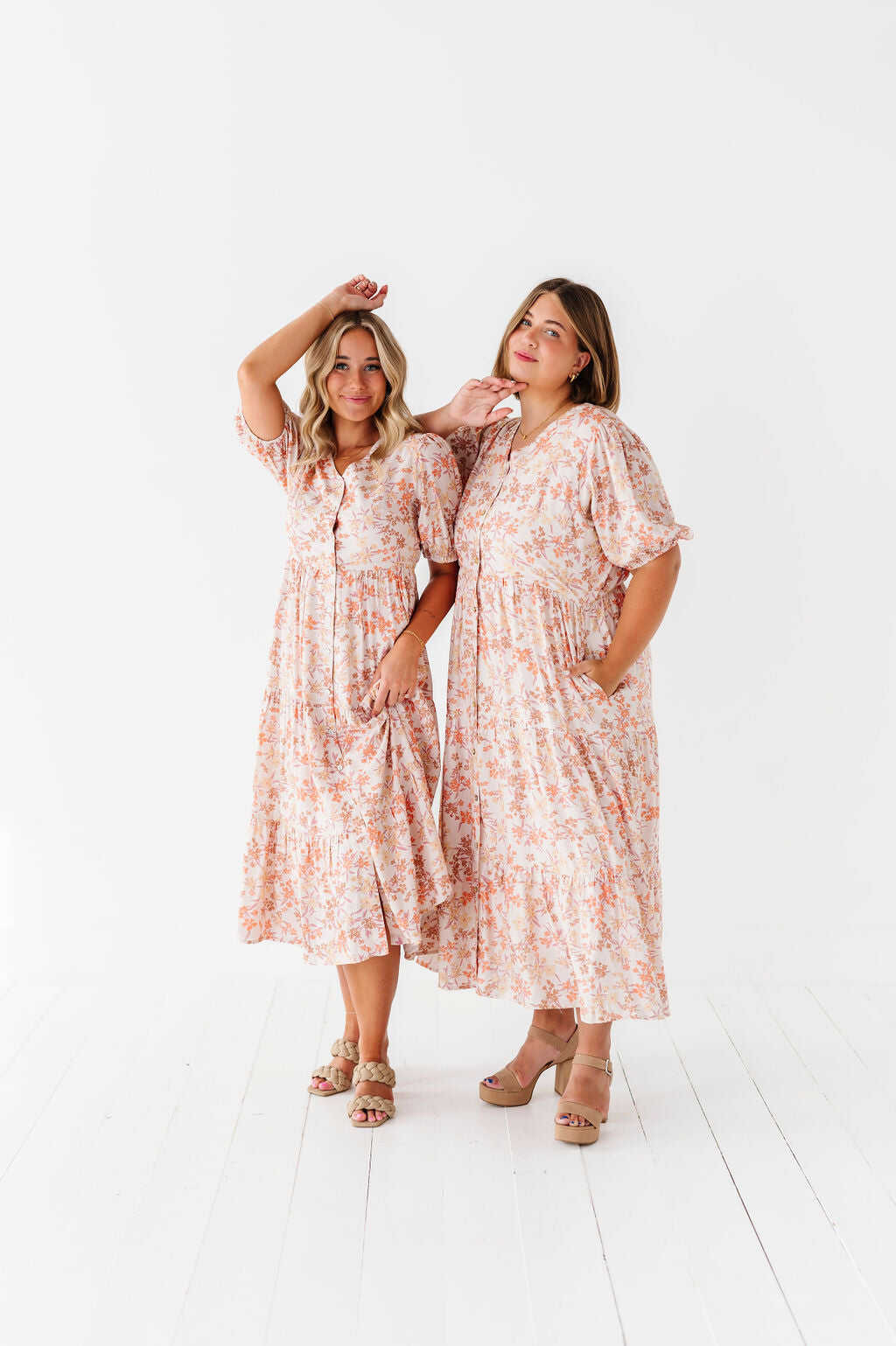 Fiona Floral Dress in Cream Multi - Size 2X, 3X, & 4X Left