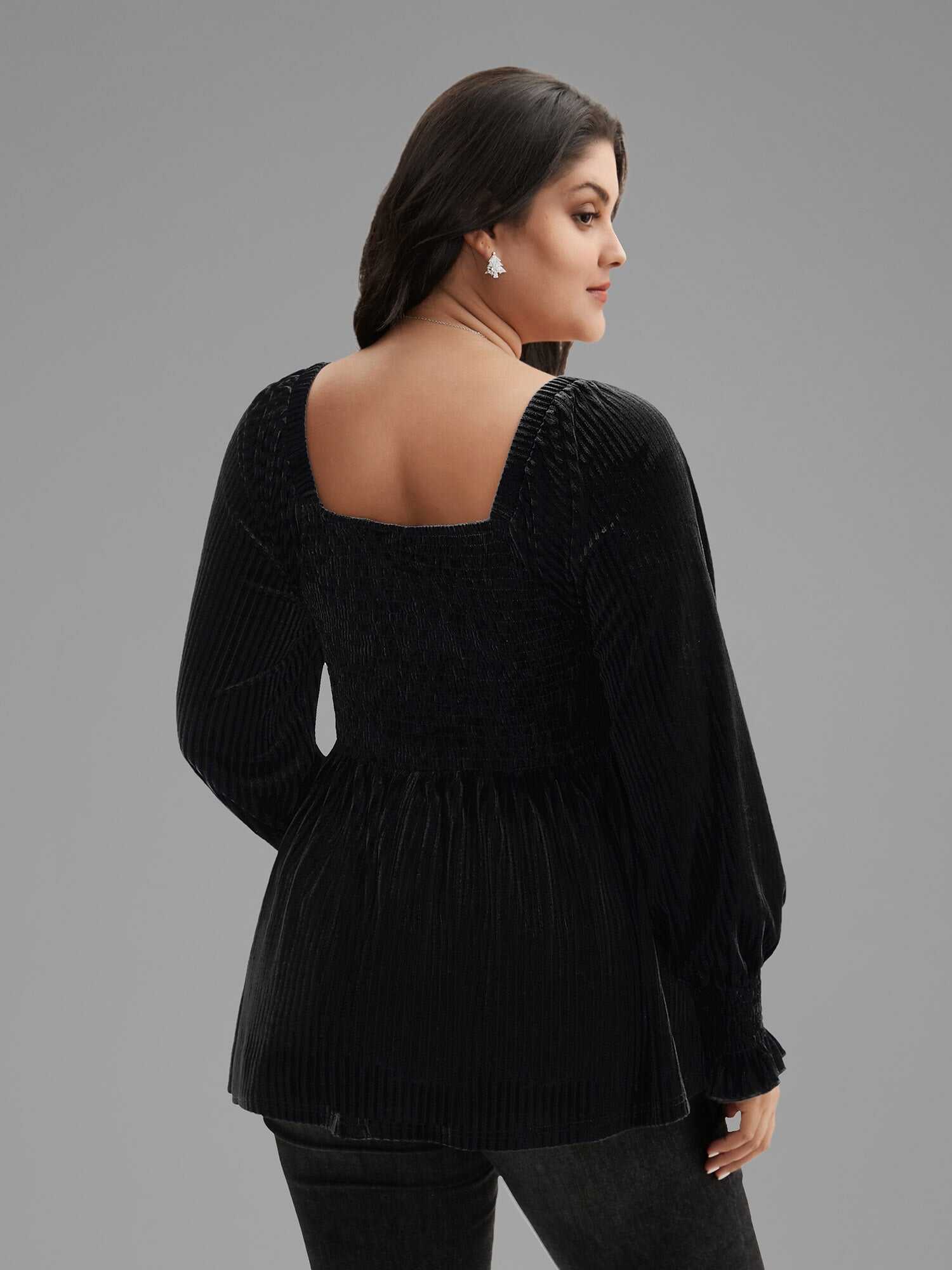 Velvet Smocked Bodice Jersey Top