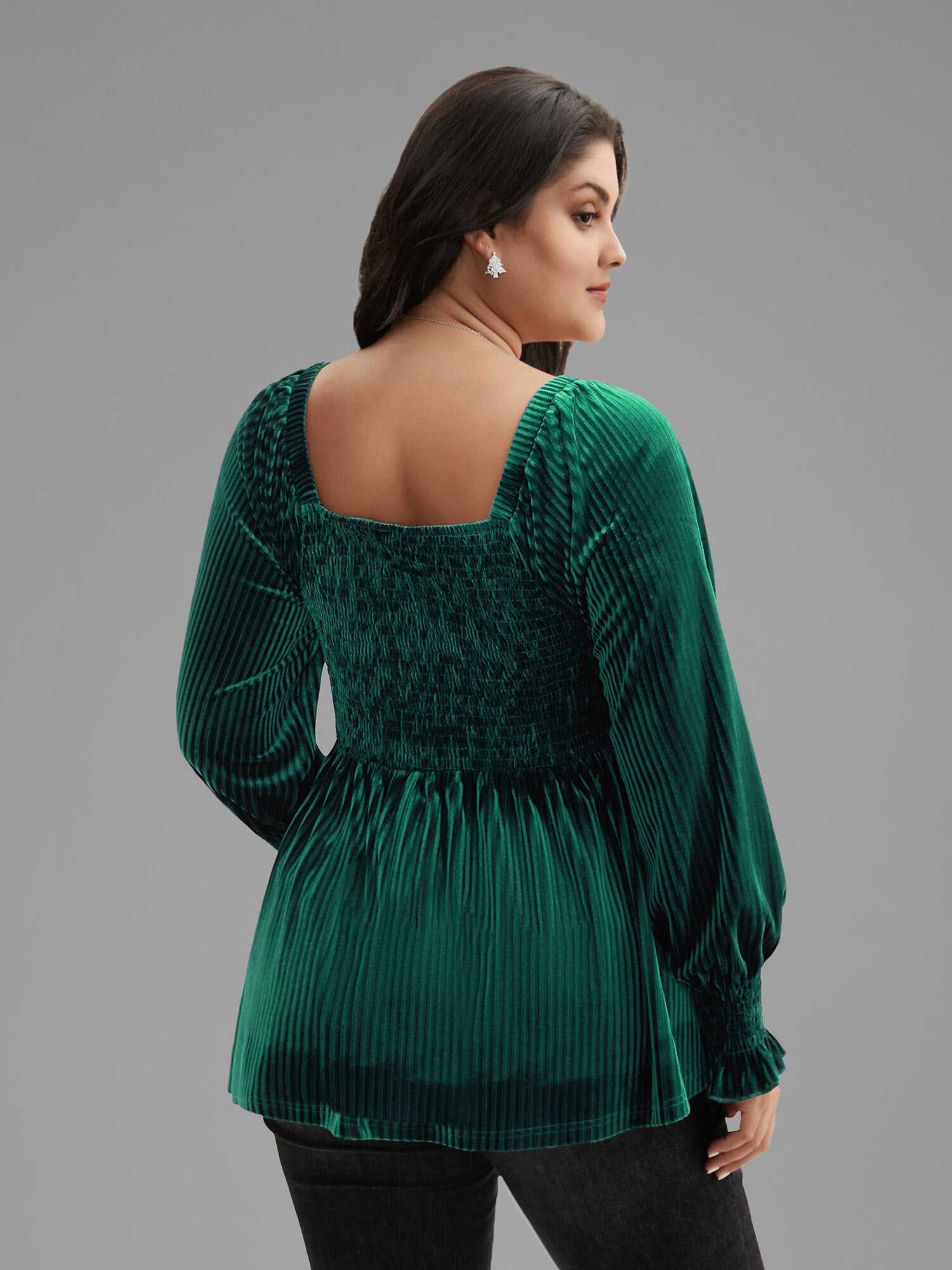 Velvet Smocked Bodice Jersey Top