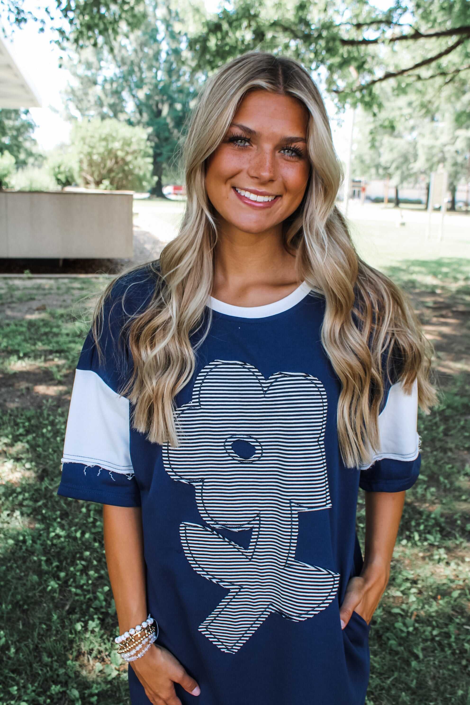 Poppy Striped Pocket Dress • Navy